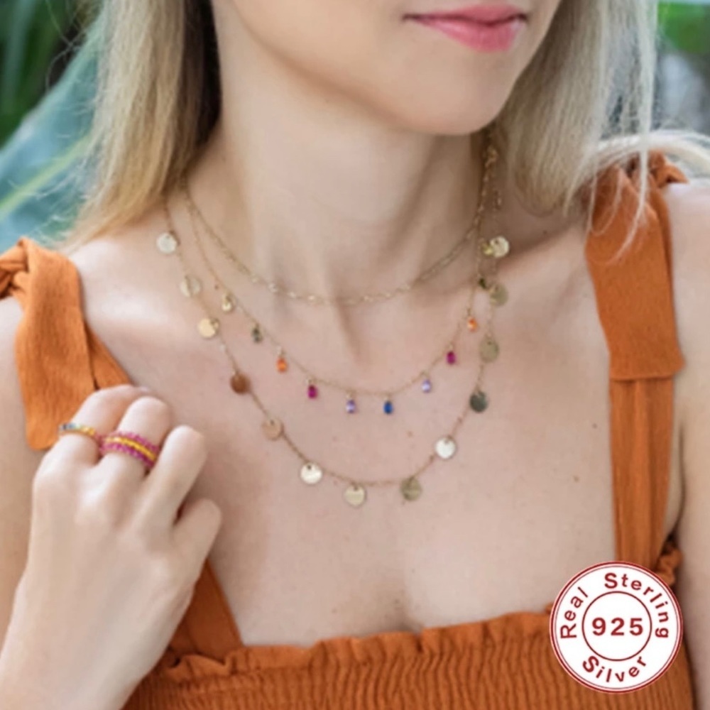 Candy Drops Crystal CZ Gold-Plated 925 Necklace